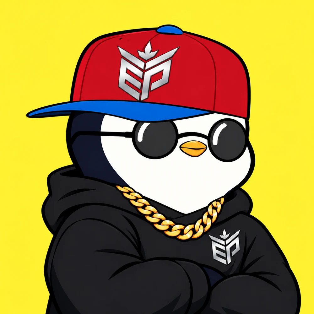 Waddle penguin mascot wearing a cap and sunglasses